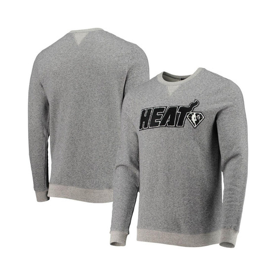 Men's Heathered Gray Miami Heat Marled French Terry Pullover Sweatshirt