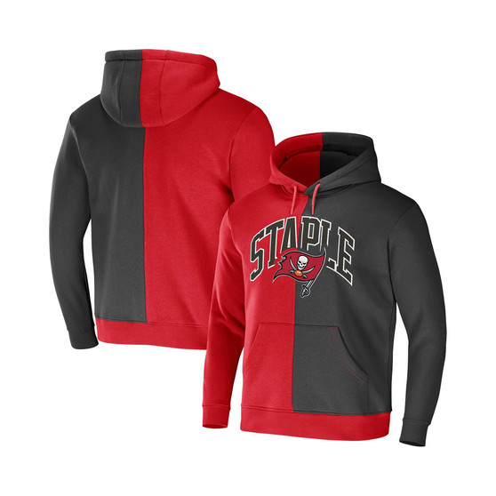 Men's NFL X Staple Red, Black Tampa Bay Buccaneers Split Logo Pullover Hoodie