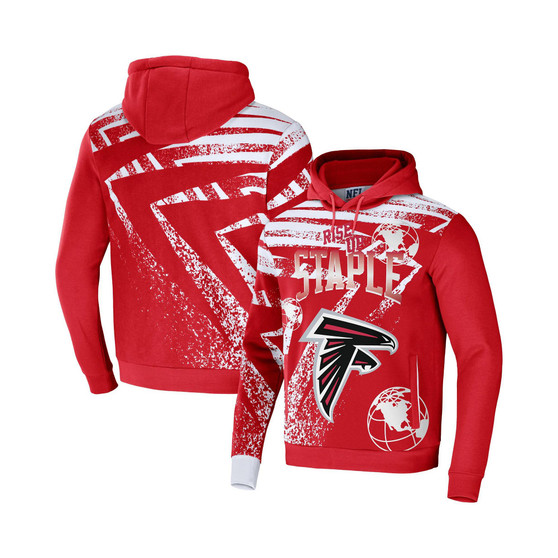 Men's NFL X Staple Red Atlanta Falcons Team Slogan All Over Print Pullover Hoodie