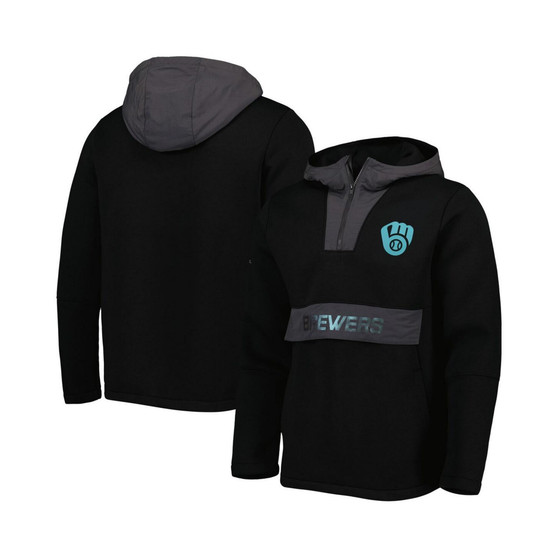 Men's Black Milwaukee Brewers Ruckus Quarter-Zip Hoodie