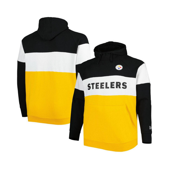 Men's Gold and Black Pittsburgh Steelers Big and Tall Current Colorblock Raglan Fleece Pullover Hoodie