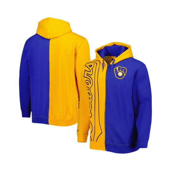 Men's Gold, Royal Milwaukee Brewers Fleece Full-Zip Hoodie