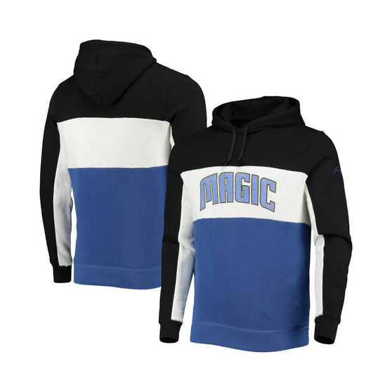 Men's Black, White Orlando Magic Wordmark Colorblock Fleece Pullover Hoodie