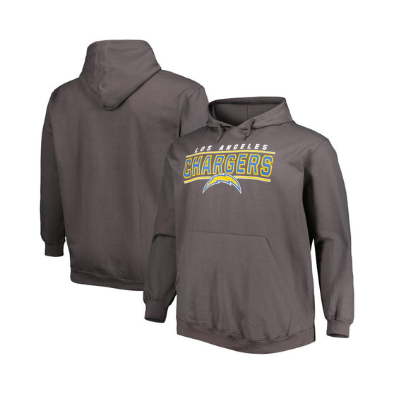 Men's Charcoal Los Angeles Chargers Big and Tall Logo Pullover Hoodie