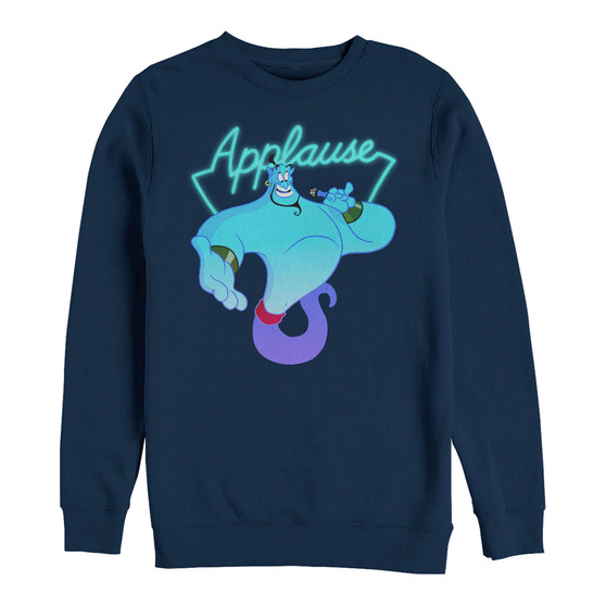 Disney Men's Aladdin Genie Applause Neon Light, Crewneck Fleece