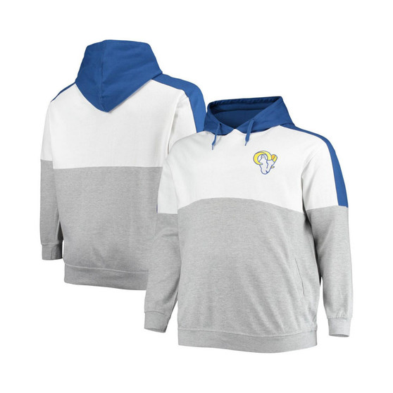 Men's Royal, Heathered Gray Los Angeles Rams Big and Tall Team Logo Pullover Hoodie