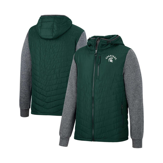 Men's Green Michigan State Spartans Course Herringbone Full-Zip Hoodie