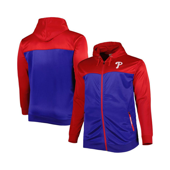 Men's Red, Royal Philadelphia Phillies Big and Tall Yoke Full-Zip Hoodie