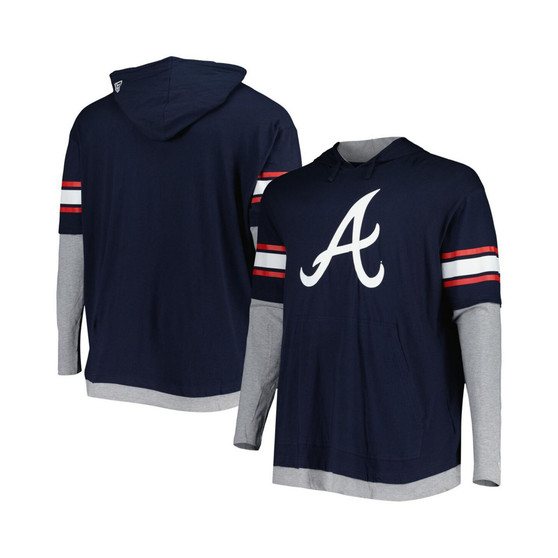 Men's Navy Atlanta Braves Big and Tall Twofer Pullover Hoodie
