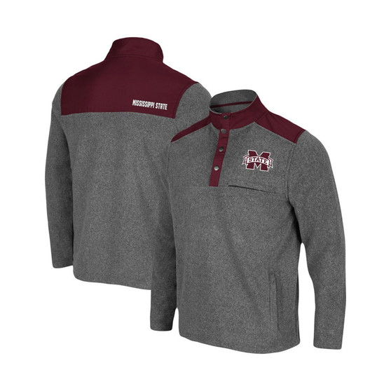 Men's Heathered Charcoal, Maroon Mississippi State Bulldogs Huff Snap Pullover