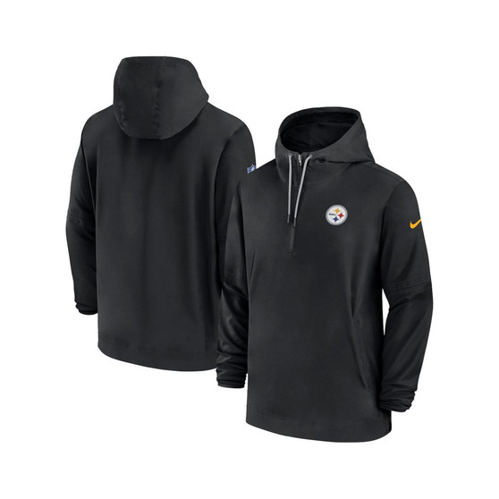 Men's Black Pittsburgh Steelers Sideline Quarter-Zip Hoodie