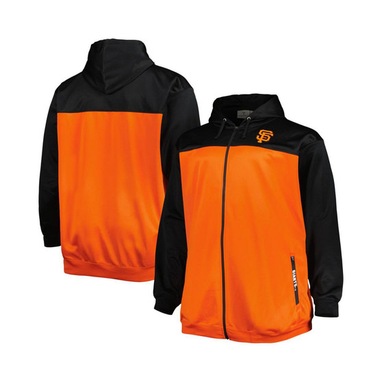 Men's Black, Orange San Francisco Giants Big and Tall Yoke Full-Zip Hoodie