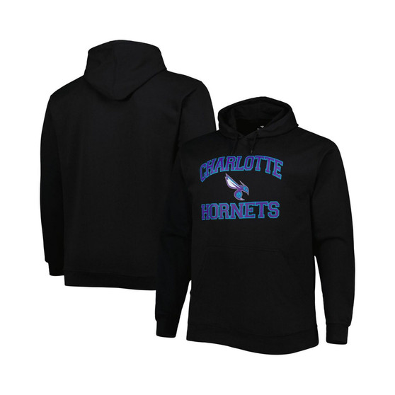 Men's Black Charlotte Hornets Big and Tall Heart and Soul Pullover Hoodie