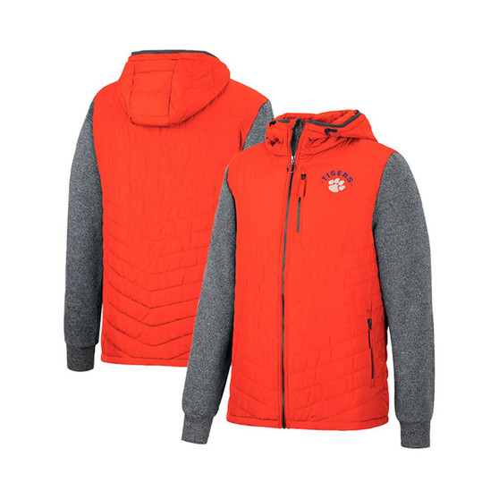 Men's Orange, Charcoal Clemson Tigers Course Herringbone Full-Zip Hoodie