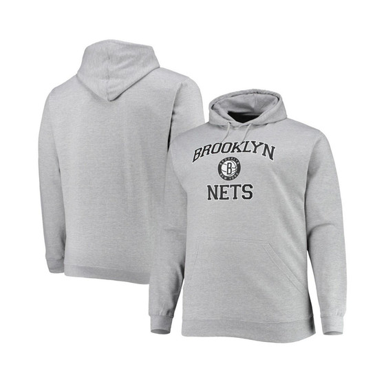 Men's Heathered Gray Brooklyn Nets Big and Tall Heart and Soul Pullover Hoodie