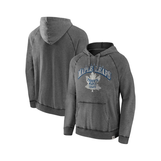 Men's Branded Gray Toronto Maple Leafs Heritage Broken Ice Washed Raglan Pullover Hoodie