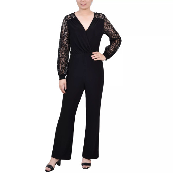 Petite Jumpsuit with Lace Sleeve