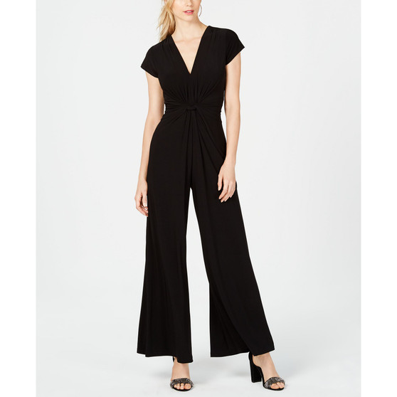 Petite Plunging Twist-Front Jumpsuit