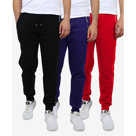 Men's Slim Fit Heavyweight Classic Fleece Jogger Sweatpants with Zipper Pockets, Pack of 3