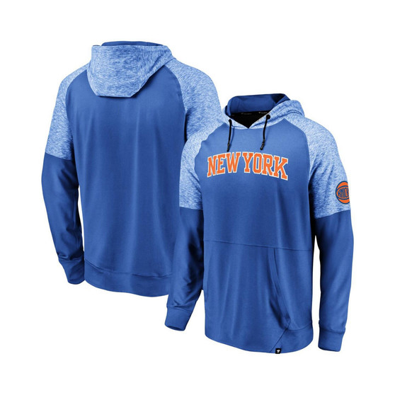 Men's Branded Blue New York Knicks Made To Move Space Dye Raglan Pullover Hoodie
