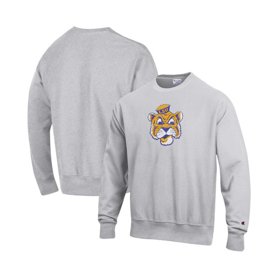 Men's Heathered Gray LSU Tigers Vault Logo Reverse Weave Pullover Sweatshirt