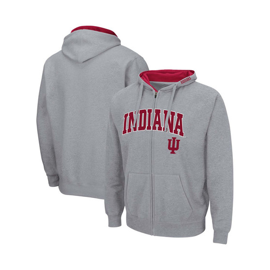 Men's Heathered Gray Indiana Hoosiers Arch Logo 3.0 Full-Zip Hoodie
