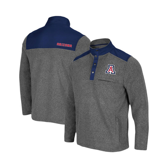 Men's Heathered Charcoal, Navy Arizona Wildcats Huff Snap Pullover