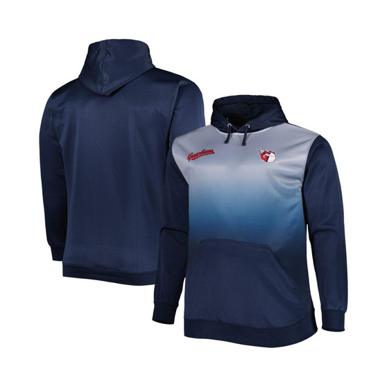Men's Navy Cleveland Guardians Fade Sublimated Fleece Big and Tall Pullover Hoodie