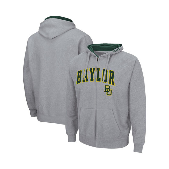 Men's Heathered Gray Baylor Bears Arch and Logo 3.0 Full-Zip Hoodie