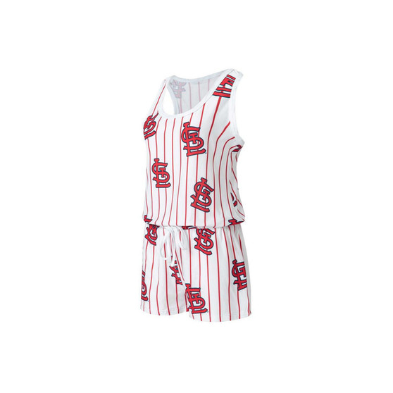 Women's White St. Louis Cardinals Reel Pinstripe Knit Romper