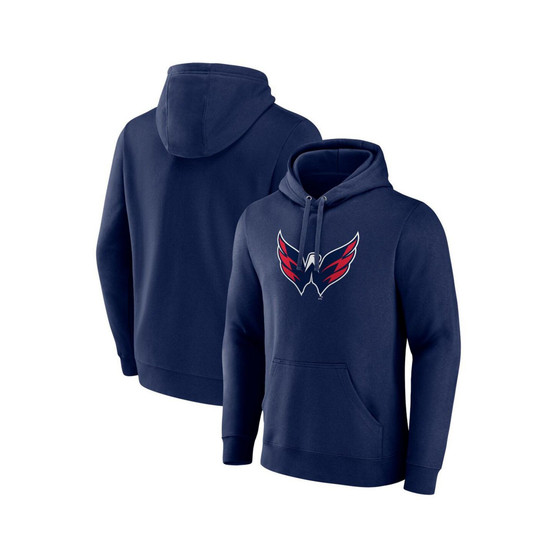 Men's Branded Navy Washington Capitals Primary Logo Pullover Hoodie