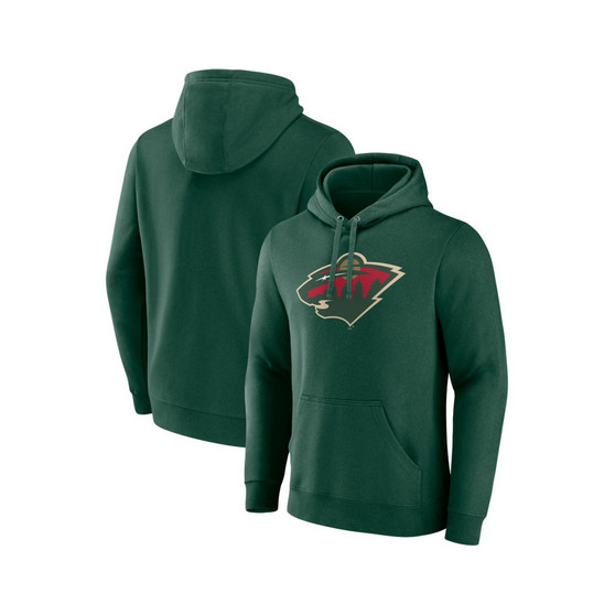 Men's Branded Green Minnesota Wild Primary Logo Pullover Hoodie