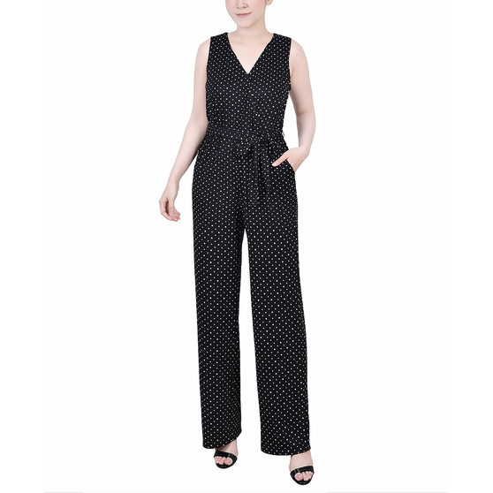 Petite Sleeveless Belted Jumpsuit