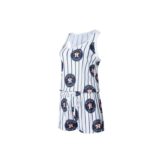 Women's White Houston Astros Reel Pinstripe Knit Romper