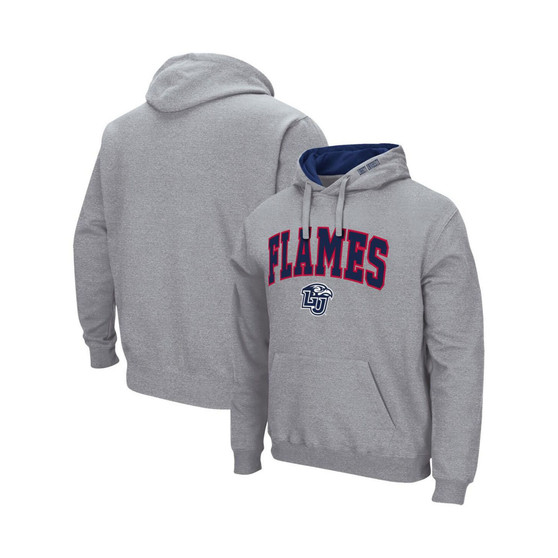 Men's Heathered Gray Liberty Flames Arch and Logo Pullover Hoodie