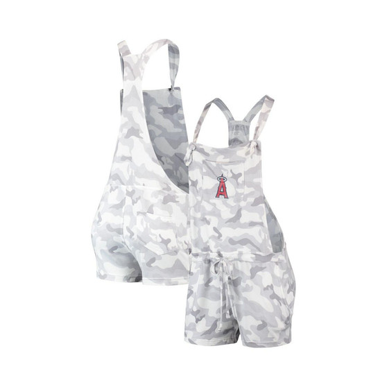 Women's Gray Los Angeles Angels Camo Overall Romper