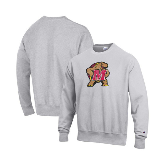 Men's Heathered Gray Maryland Terrapins Vault Logo Reverse Weave Pullover Sweatshirt