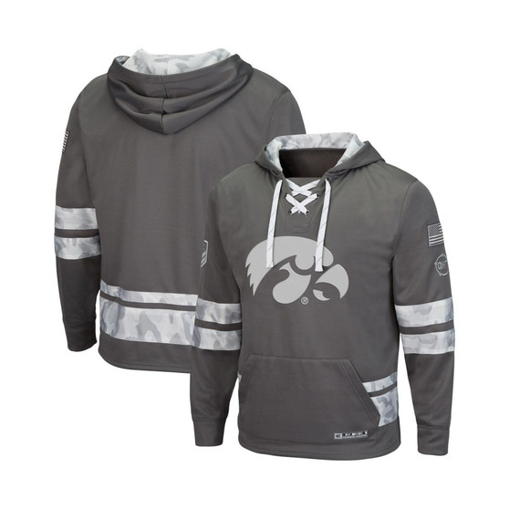Men's Gray Iowa Hawkeyes OHT Military-Inspired Appreciation Arctic Camo Lace-Up Pullover Hoodie