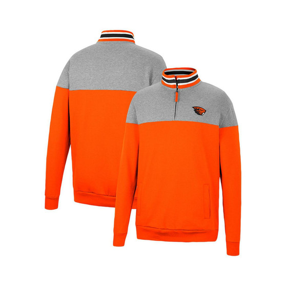 Men's Heathered Gray, Orange Oregon State Beavers Be the Ball Quarter-Zip Top