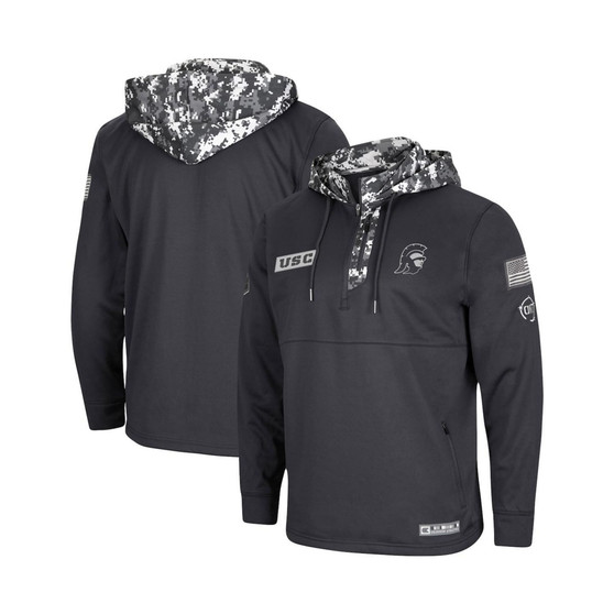 Men's Charcoal USC Trojans OHT Military-Inspired Appreciation Digital Camo Quarter-Zip Hoodie