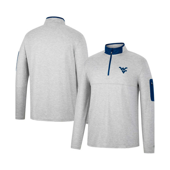 Men's Heathered Gray, Navy West Virginia Mountaineers Country Club Windshirt Quarter-Zip Jacket