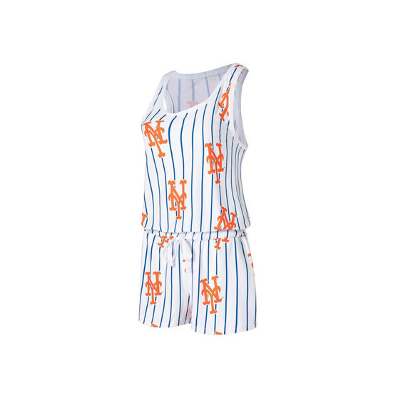 Women's White New York Mets Reel Pinstripe Knit Romper