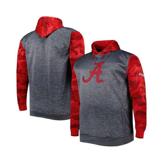 Men's Heather Charcoal Alabama Crimson Tide Big and Tall Raglan Fleece Pullover Hoodie