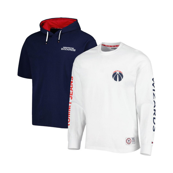 Men's Navy, White Washington Wizards Matthew 2-In-1 T-shirt and Hoodie Combo Set