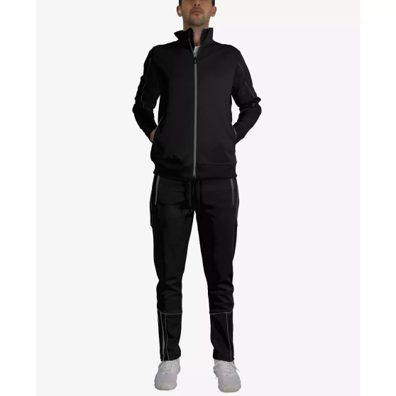 Men's Slim Fit Moisture Wicking Quick Dry Performance Reflective Track Jacket and Jogger Pants, 2 Piece Set