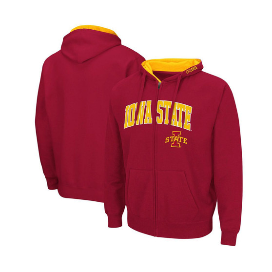 Men's Cardinal Iowa State Cyclones Arch and Logo 3.0 Full-Zip Hoodie