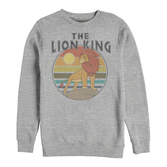 Disney Men's Lion King Rainbow Striped Sunset, Crewneck Fleece