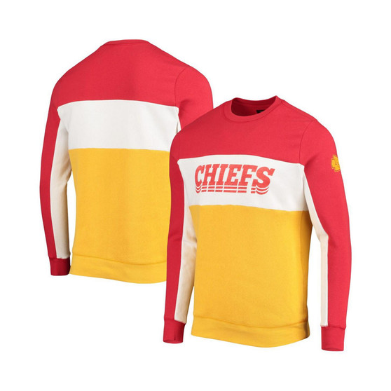 Men's Red and Gold Kansas City Chiefs Color Block Pullover Sweatshirt