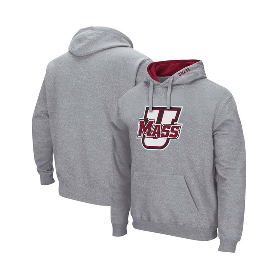 Men's Heathered Gray UMass Minutemen Arch and Logo Pullover Hoodie