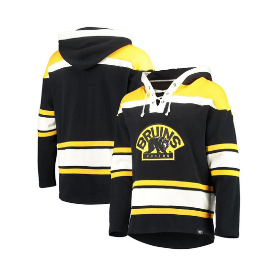 Men's Black Boston Bruins Superior Lacer Team Pullover Hoodie